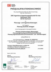 Präqualifikationsurkunde DB