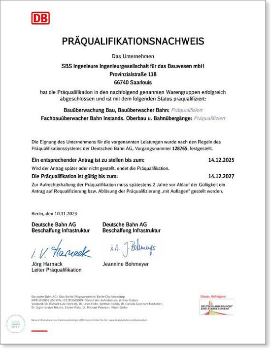 Präqualifikation BÜB bis 2027