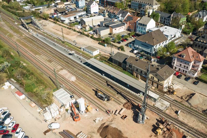 Bohrarbeiten am Bahnhof Bous
